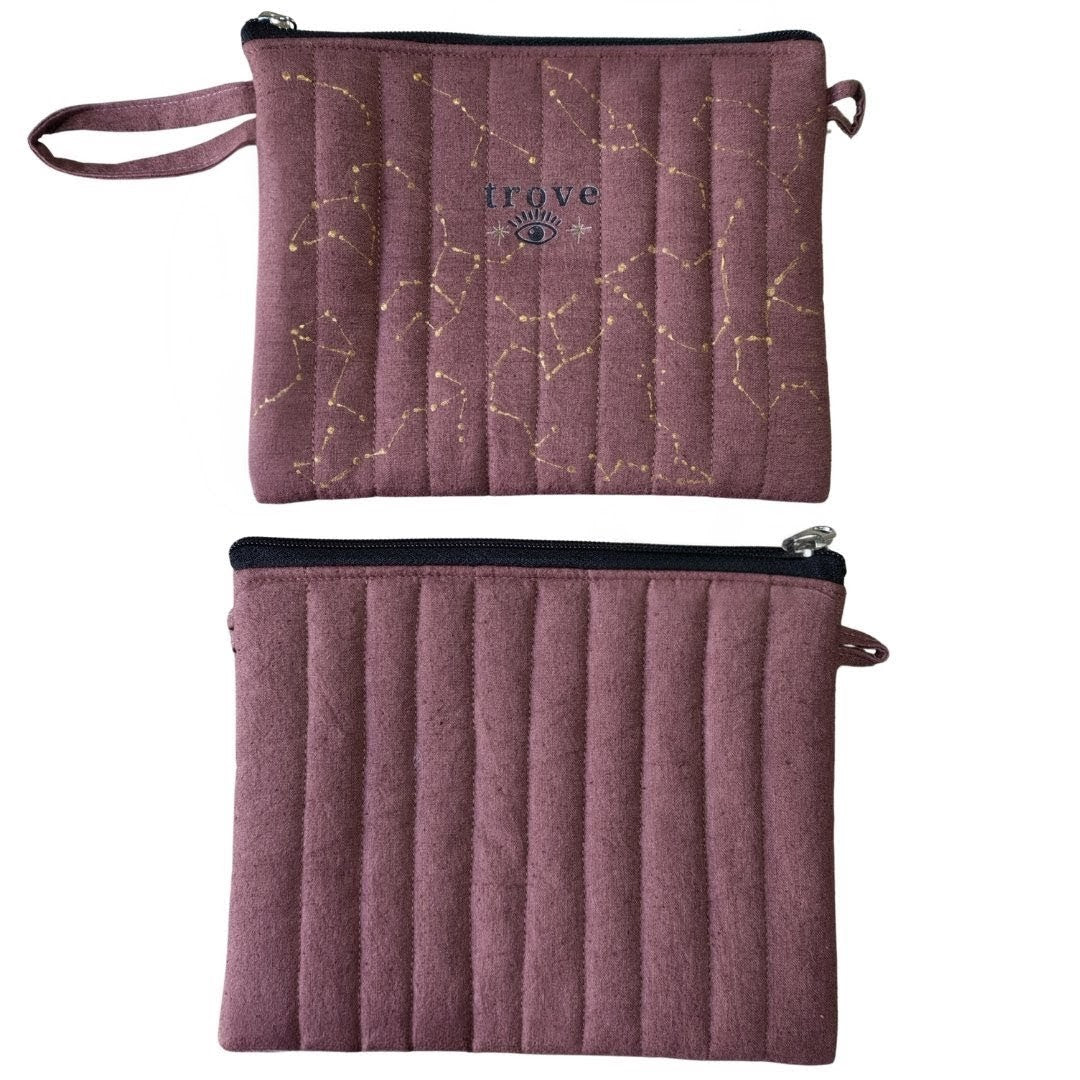 Trove Hand-Painted Makeup Pouch – Dusty Rose Constellation