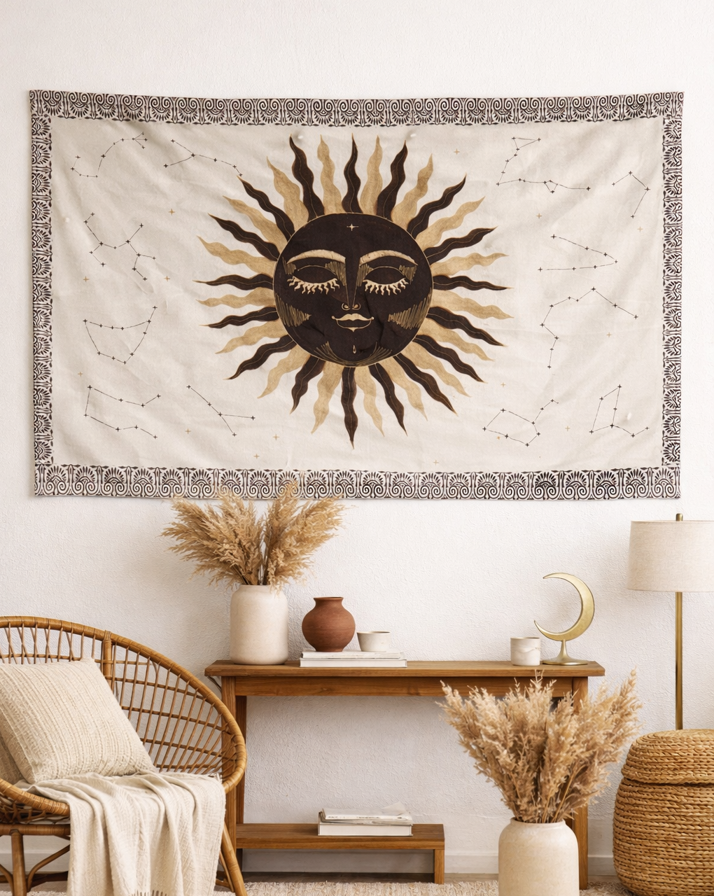 Celestial Sun & Constellation Tapestry