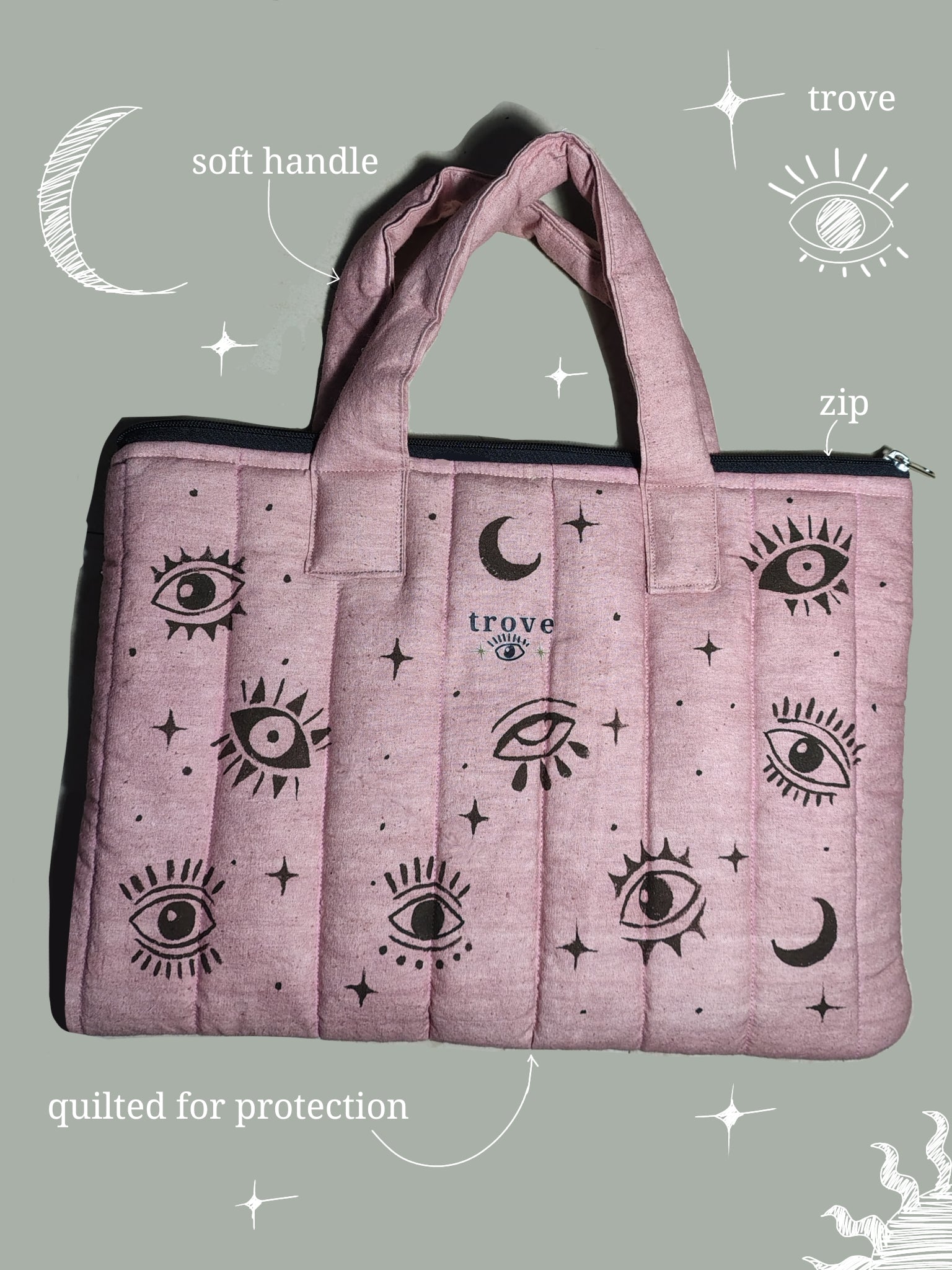 Mystic Eyes Quilted Bag – Dusky Pink Edition