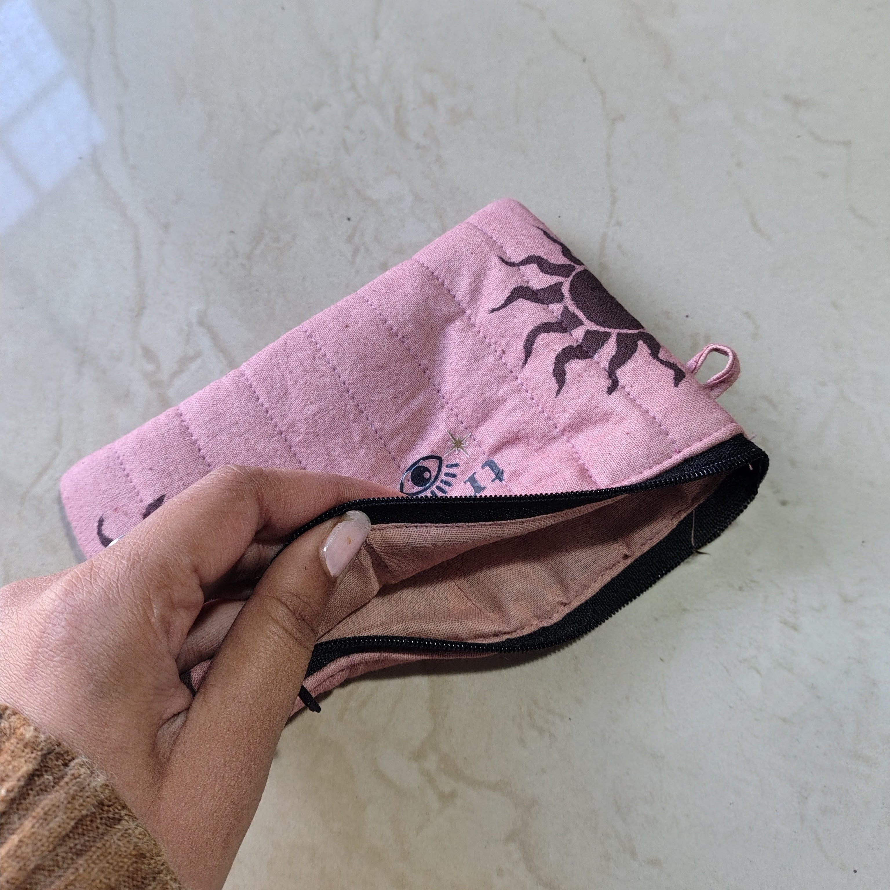 Celestial Sun Mini Pouch – Soft Pink