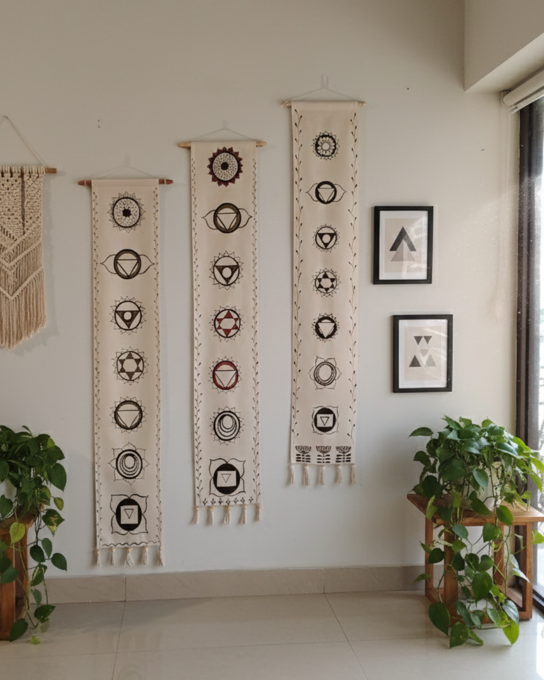 Seven Chakra Wall Tapestry – Hand-Painted Spiritual Wall Hanging