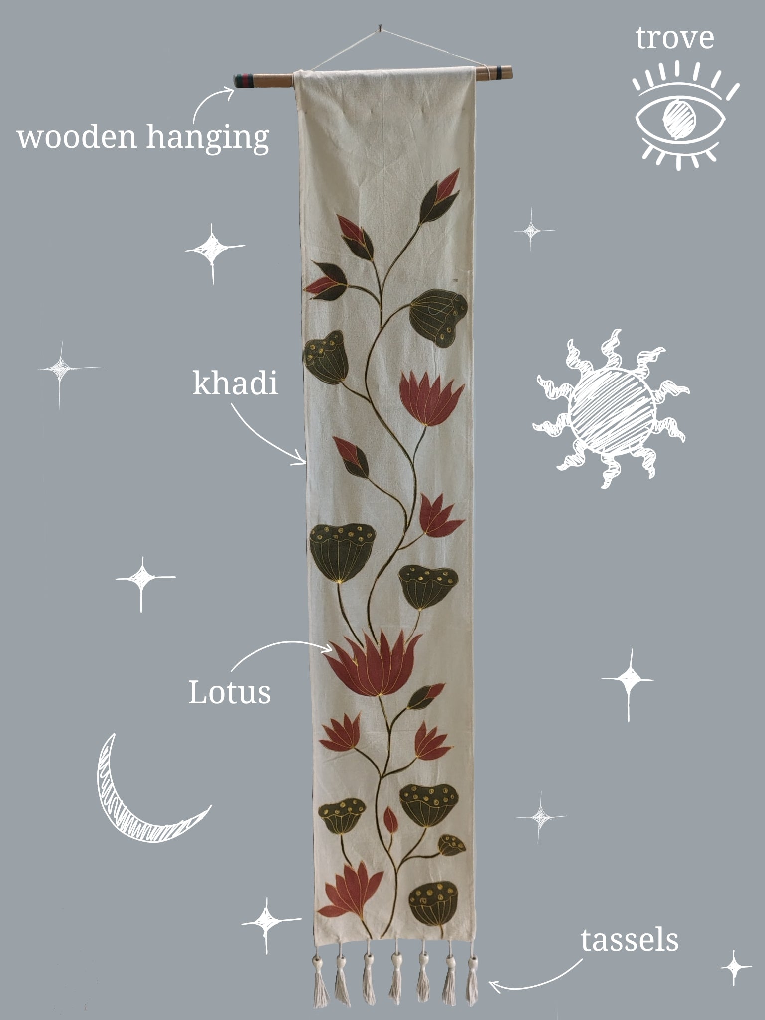 Handpainted Khadi Lotus Tapestry