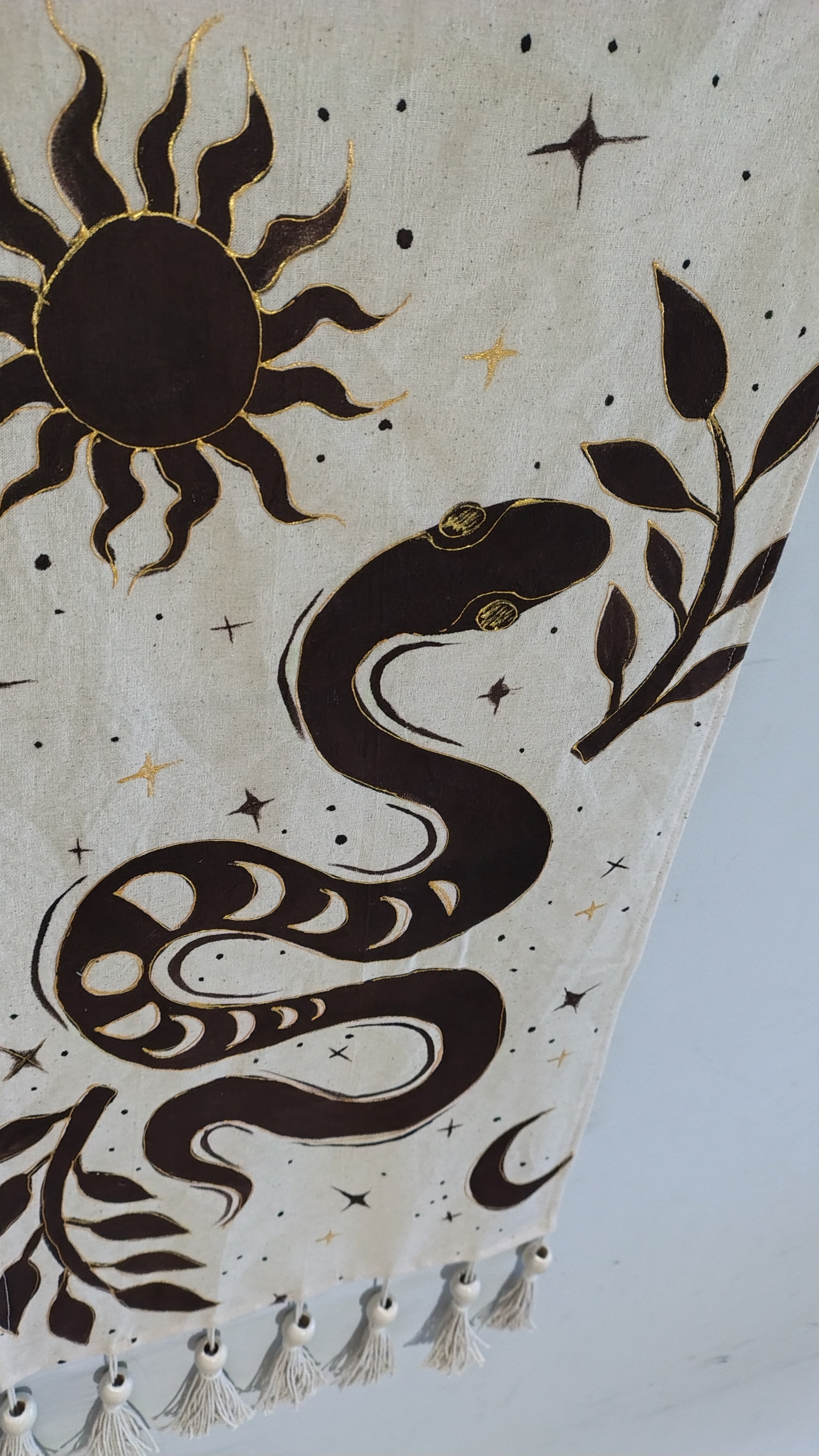 Mystic Snake Hand-Painted Khadi Wall Hanging 🐍✨