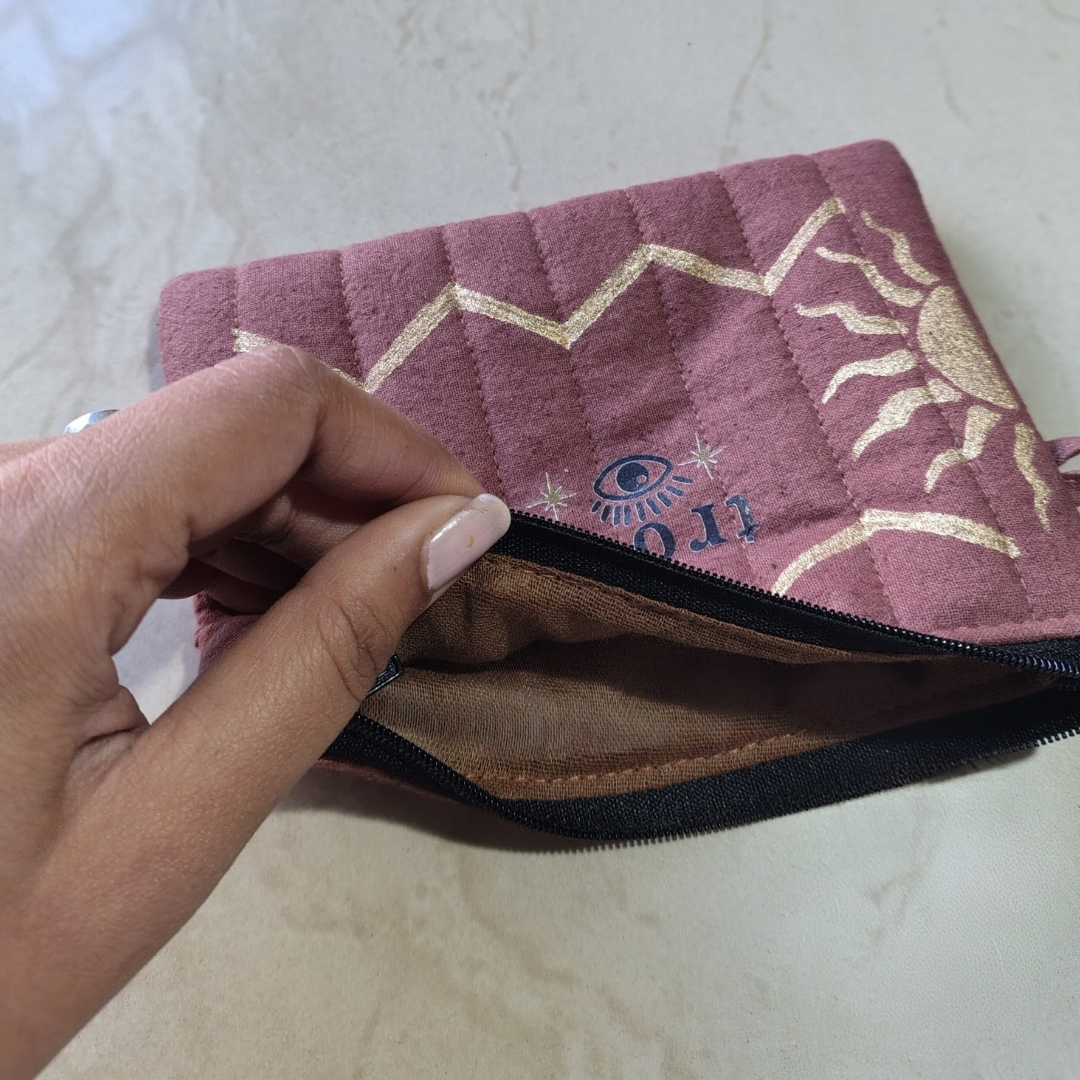 Hand-Painted Dull Pink Utility Pouch – 10 x 15 cm