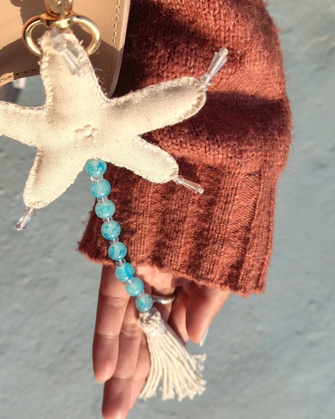 Starfish Beaded Tassel Bag Charm