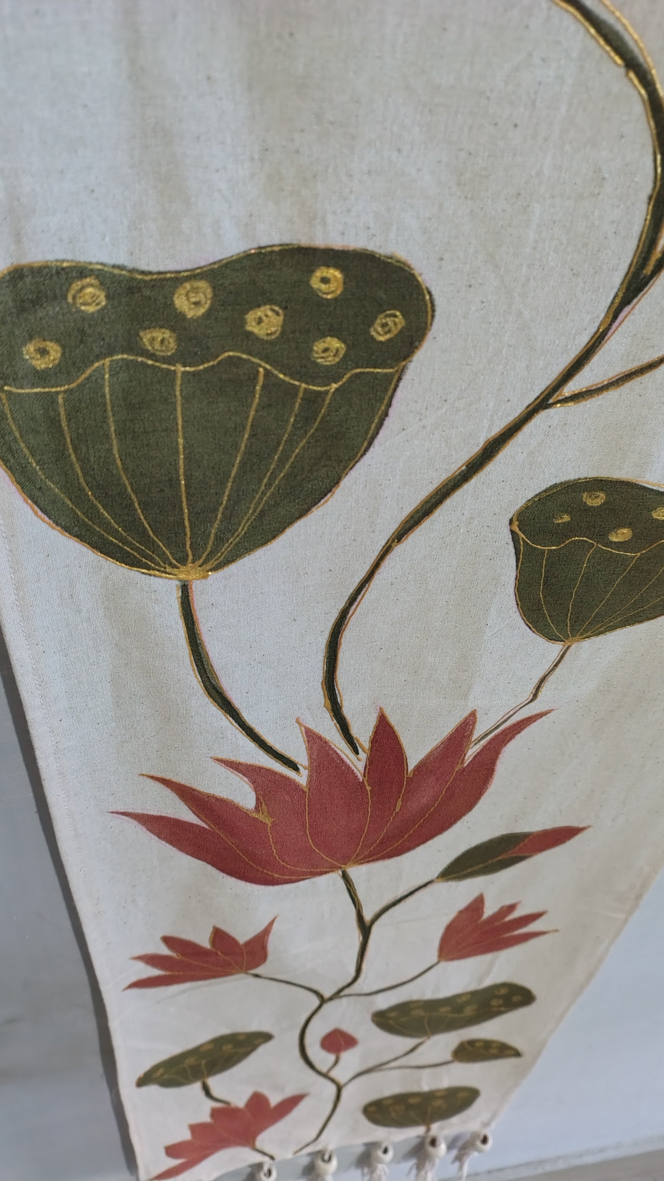 Handpainted Khadi Lotus Tapestry