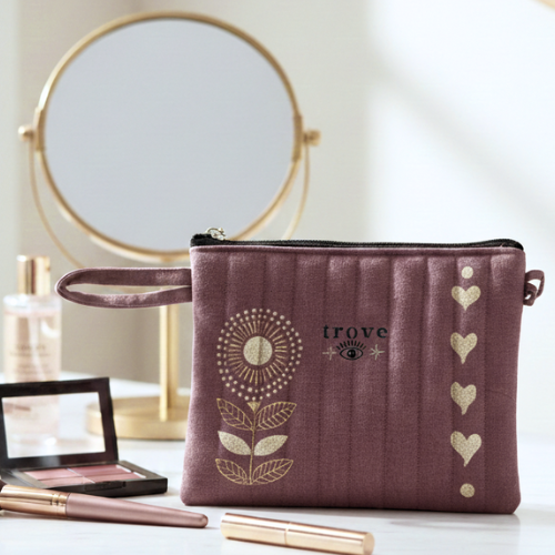 Trove Hand-Painted Makeup Pouch – Dusty Rose