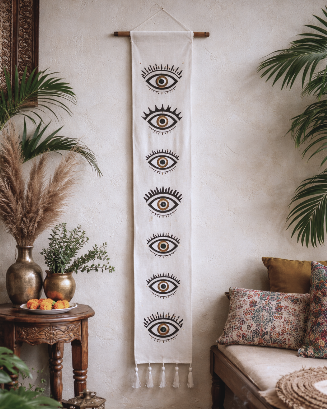 Celestial 7 Evil Eye Hand-Painted Tapestry – by Tove