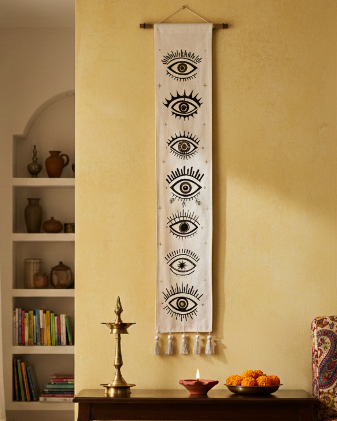 Celestial 7 Evil Eye Hand-Painted Tapestry – by Tove