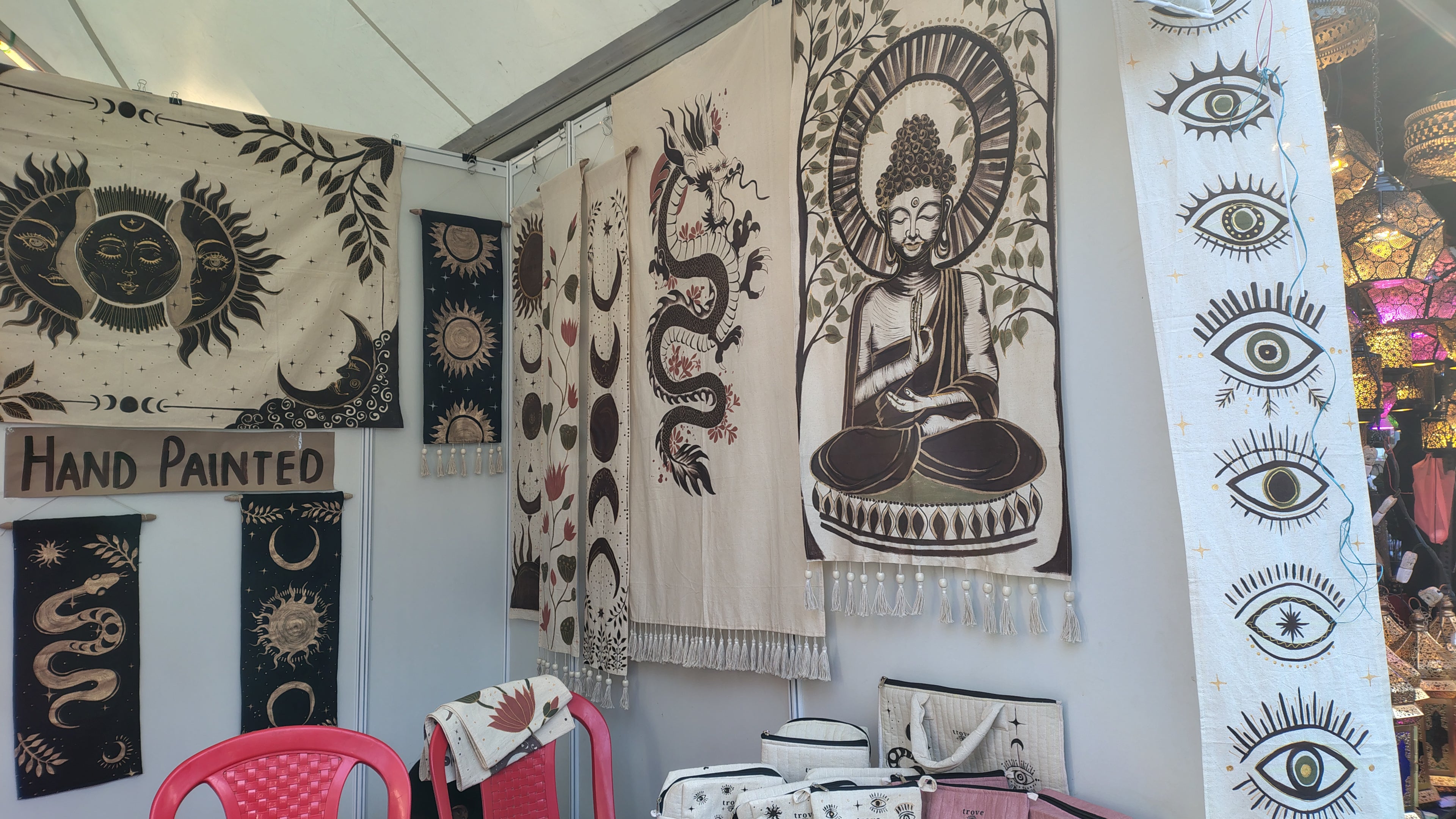 “The Enlightened Calm” – Hand-Painted Buddha Tapestry