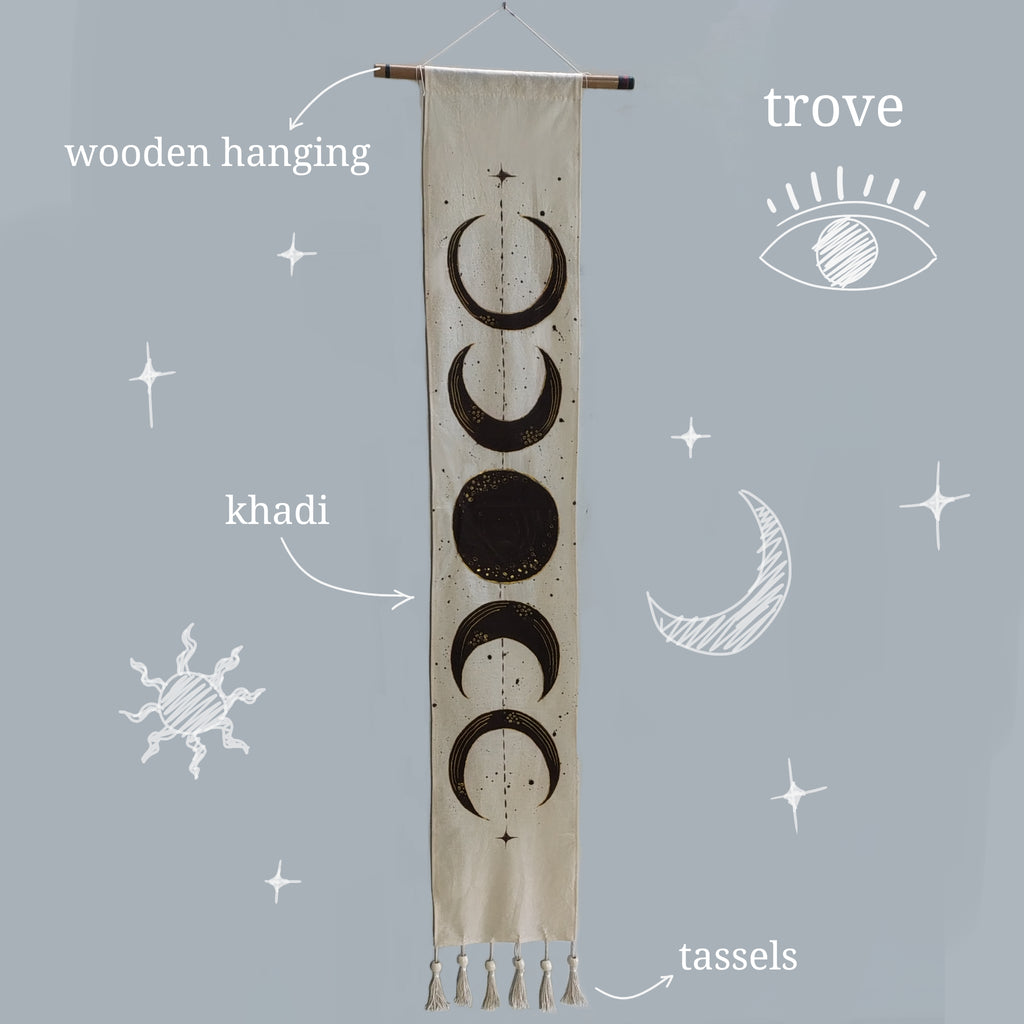 ☀️ Celestial Sun & Moon Hand-Painted Tapestry – by Trove