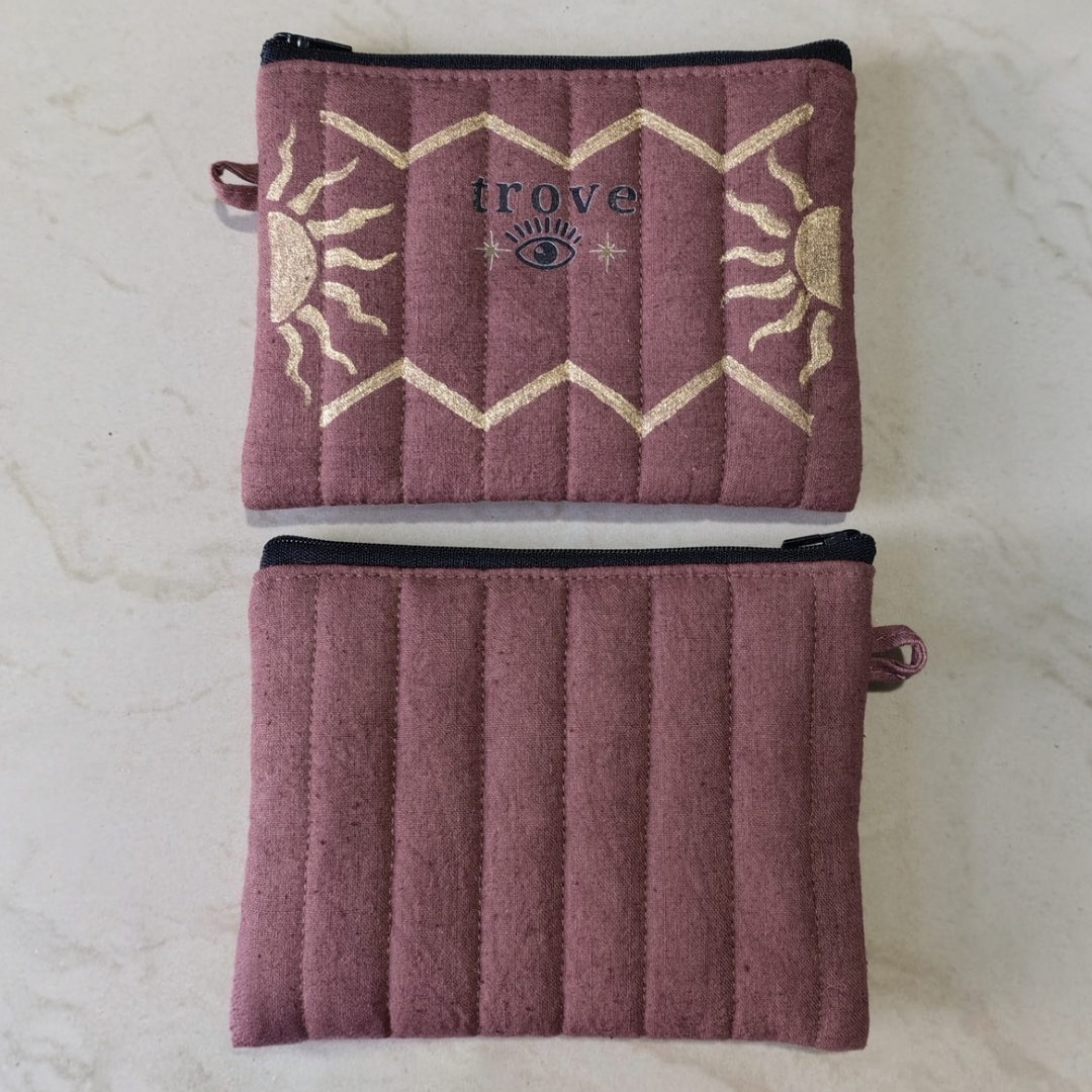 Hand-Painted Dull Pink Utility Pouch – 10 x 15 cm