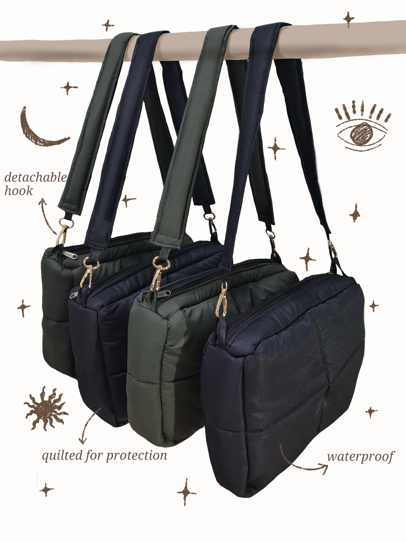 Trove Quilted Waterproof Shoulder Bags