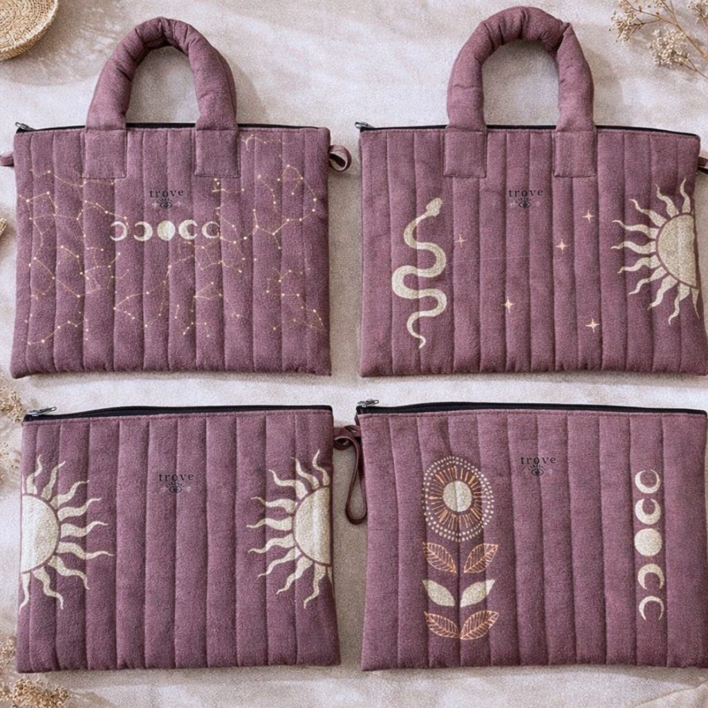 Sunburst Quilted Laptop Sleeve – Chocolate Plum