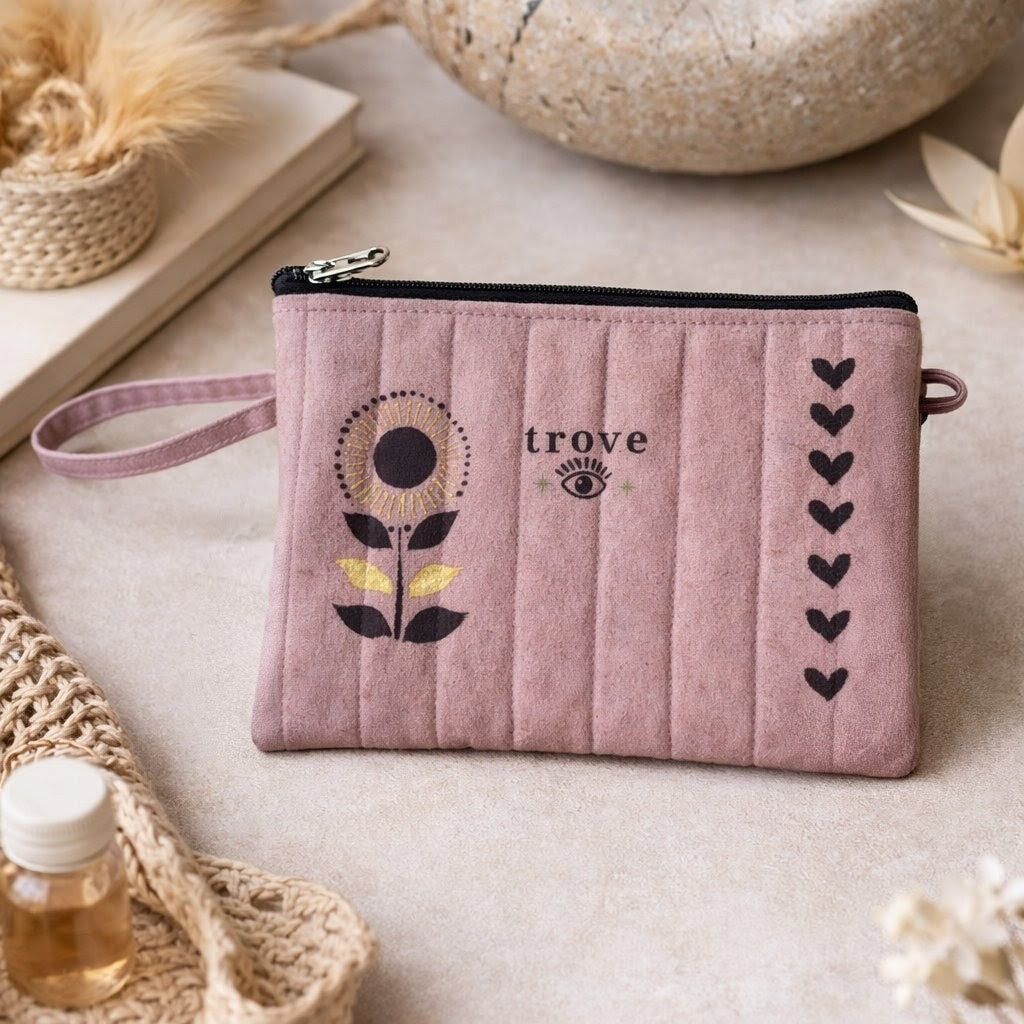 Floral Mini Pouch – Soft Pink