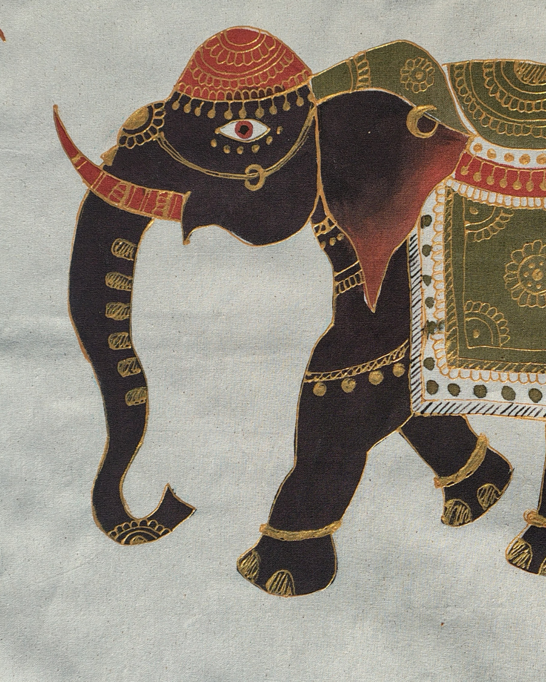 Hand-Painted Elephant Harmony Wall Tapestry