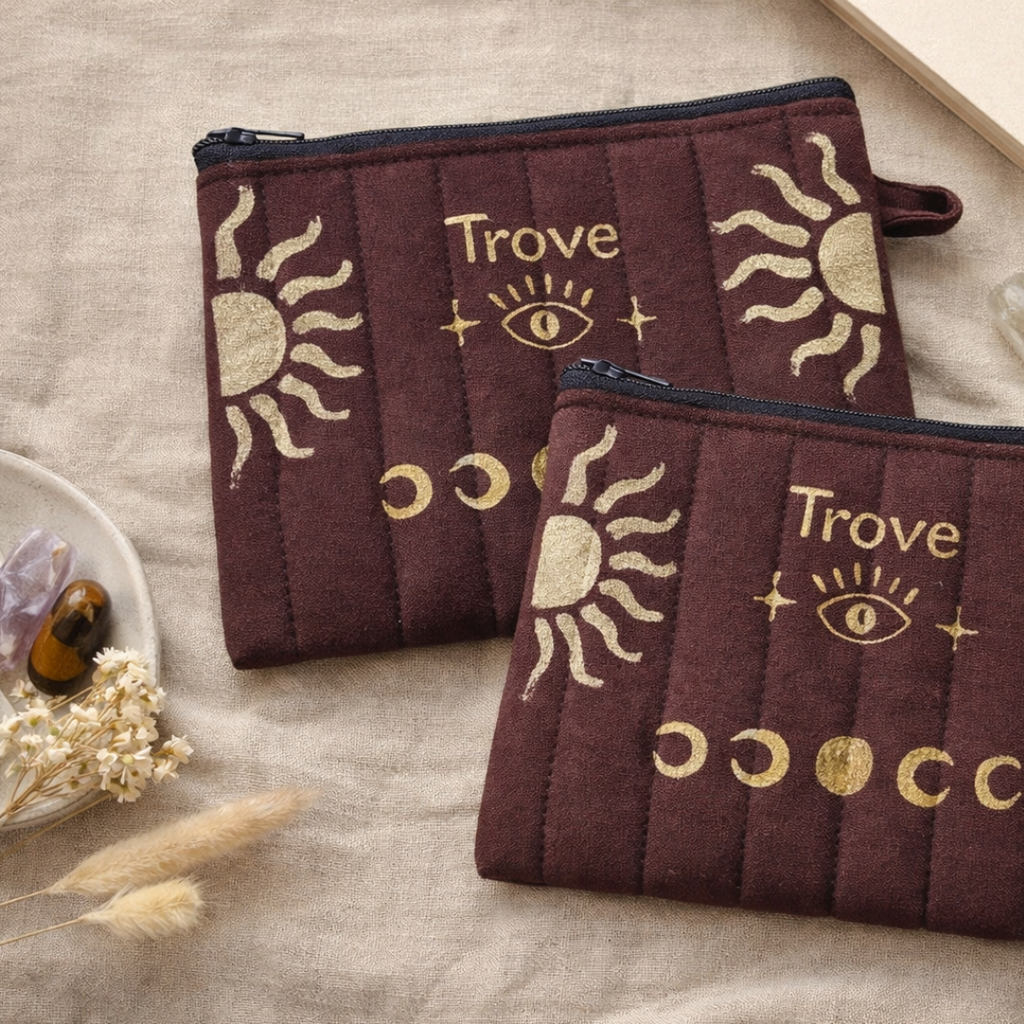 Hand-Painted Celestial Pouch – 10 × 15 cm