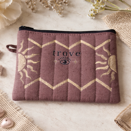 Hand-Painted Dull Pink Utility Pouch – 10 x 15 cm