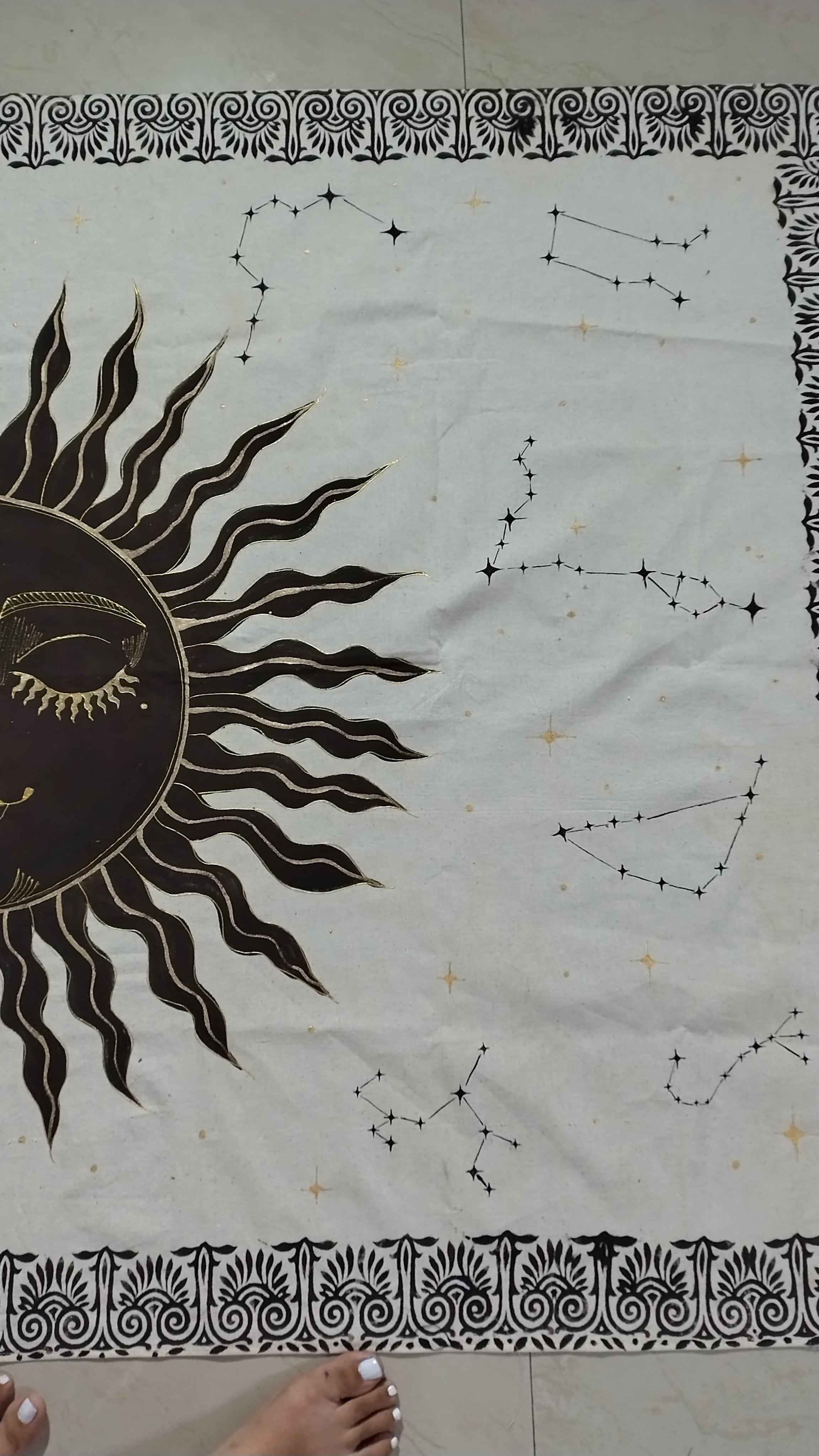 Celestial Sun & Constellation Tapestry