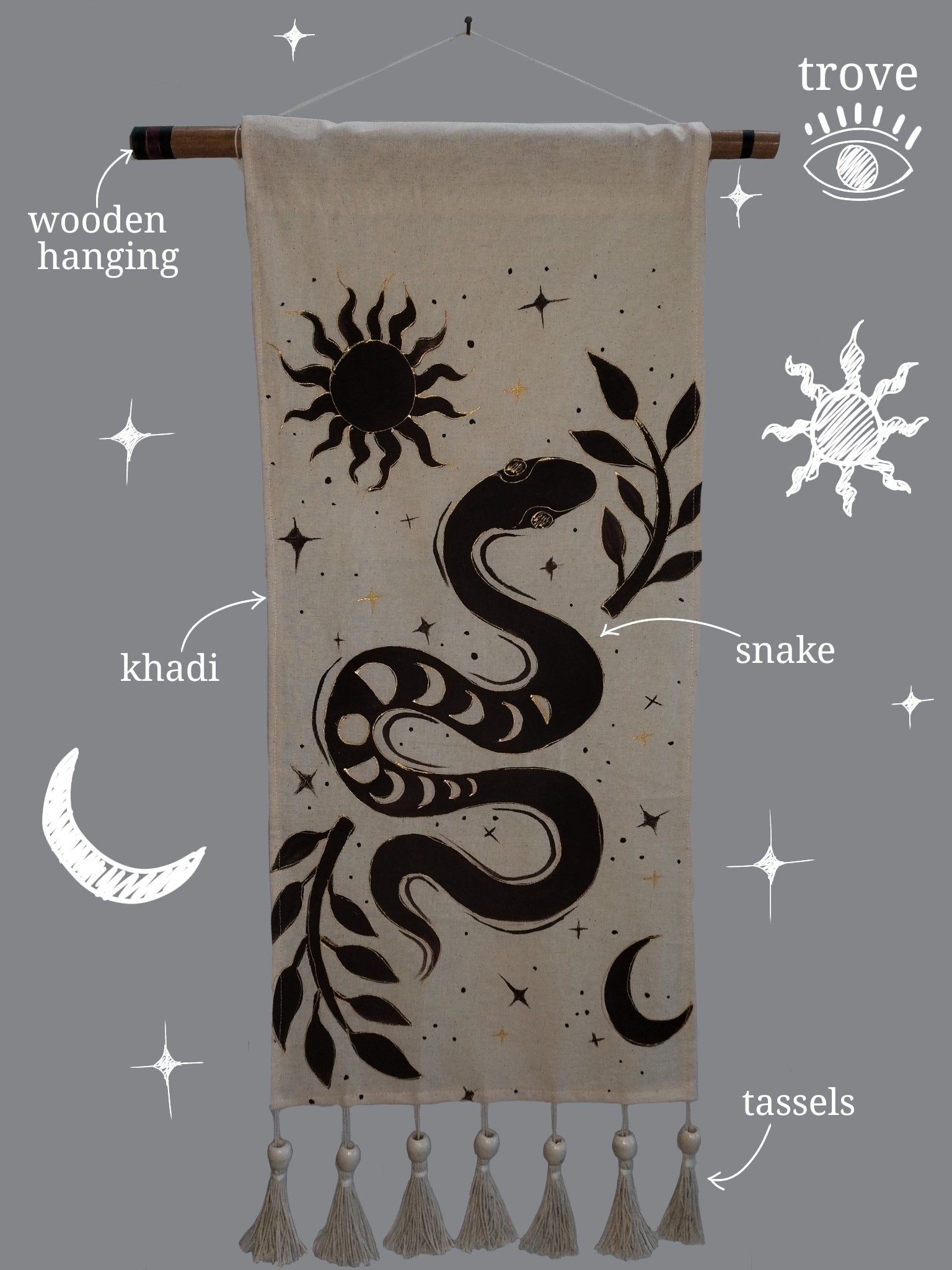 Mystic Snake Hand-Painted Khadi Wall Hanging 🐍✨