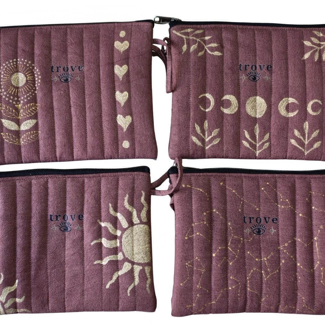 Trove Hand-Painted Makeup Pouch – Dusty Rose Constellation