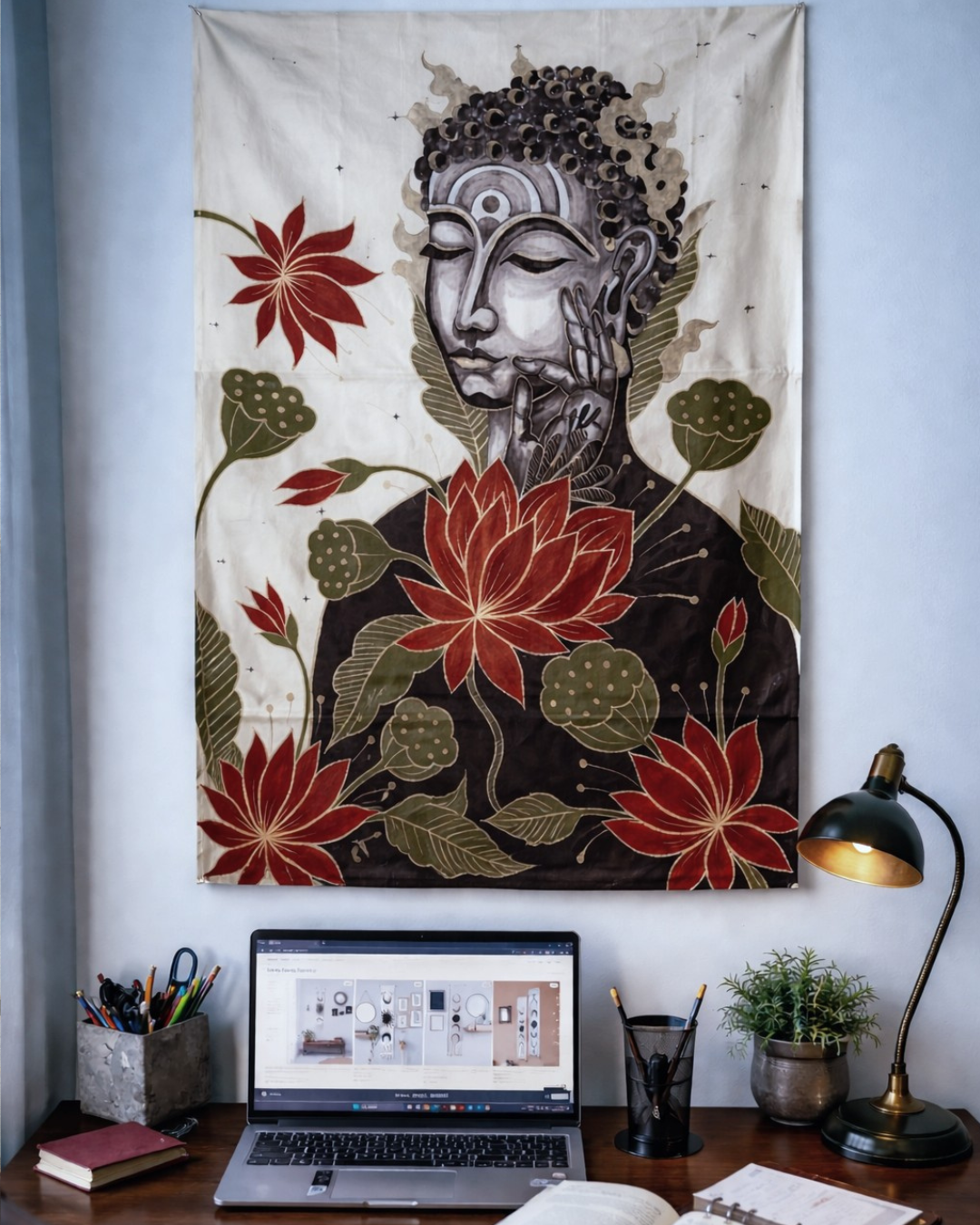 Buddha Lotus Hand-Painted Tapestry 🌿✨