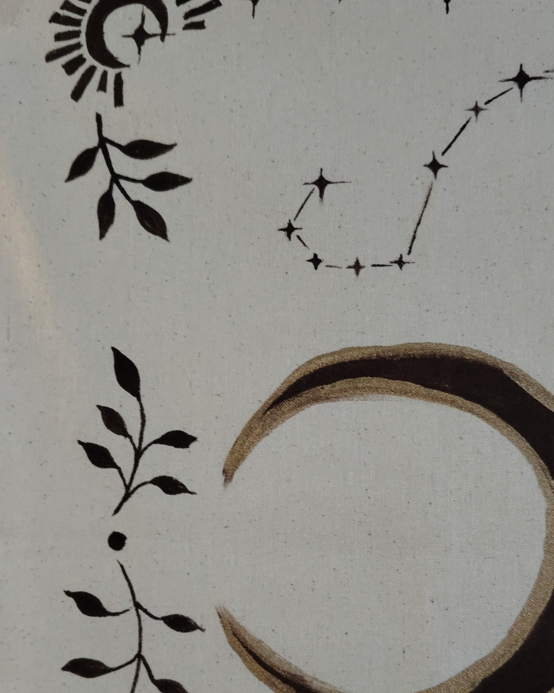 Celestial Moon Phase & Constellation Tapestry – Hand-Painted Wall Art