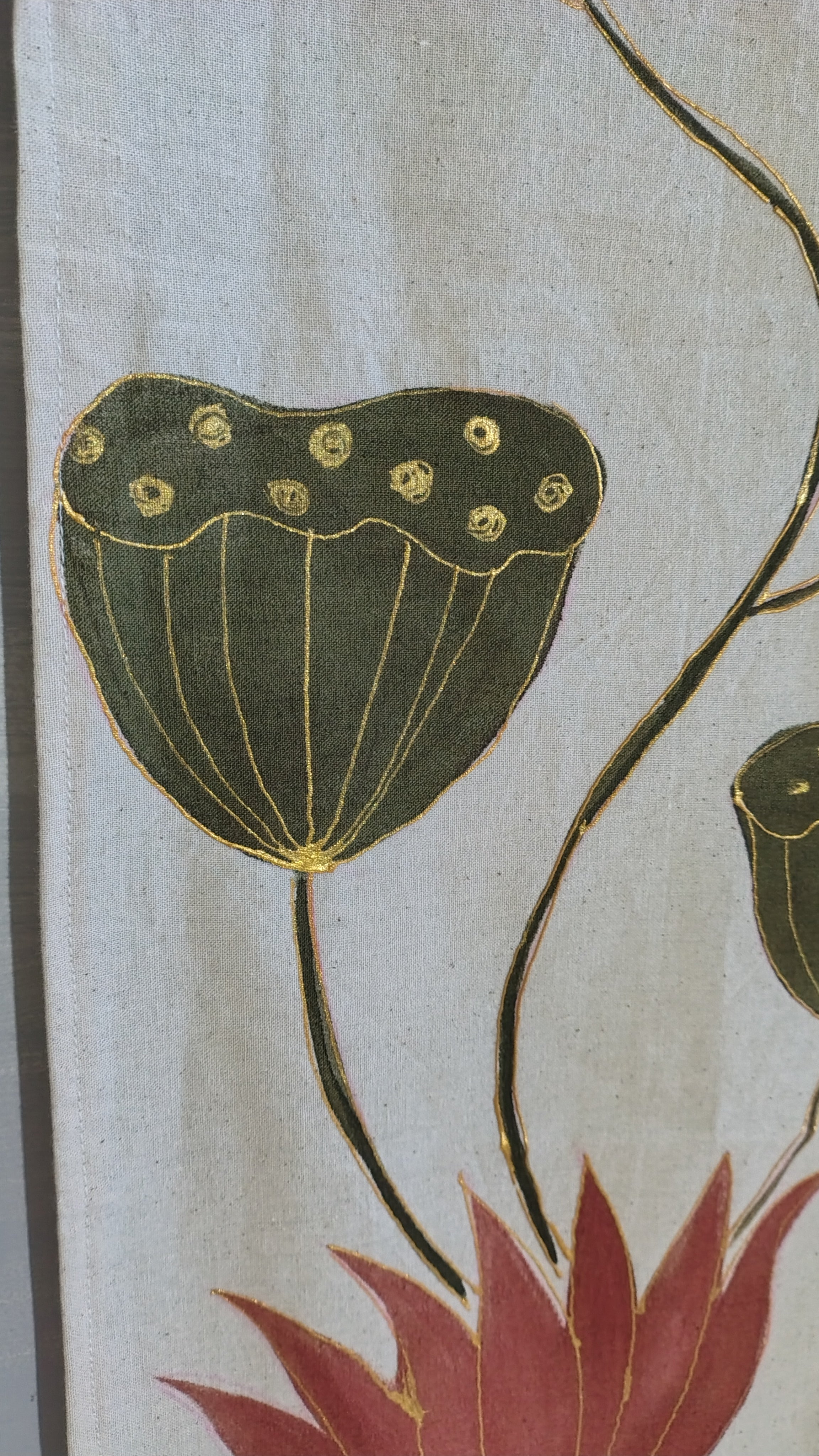 Handpainted Khadi Lotus Tapestry