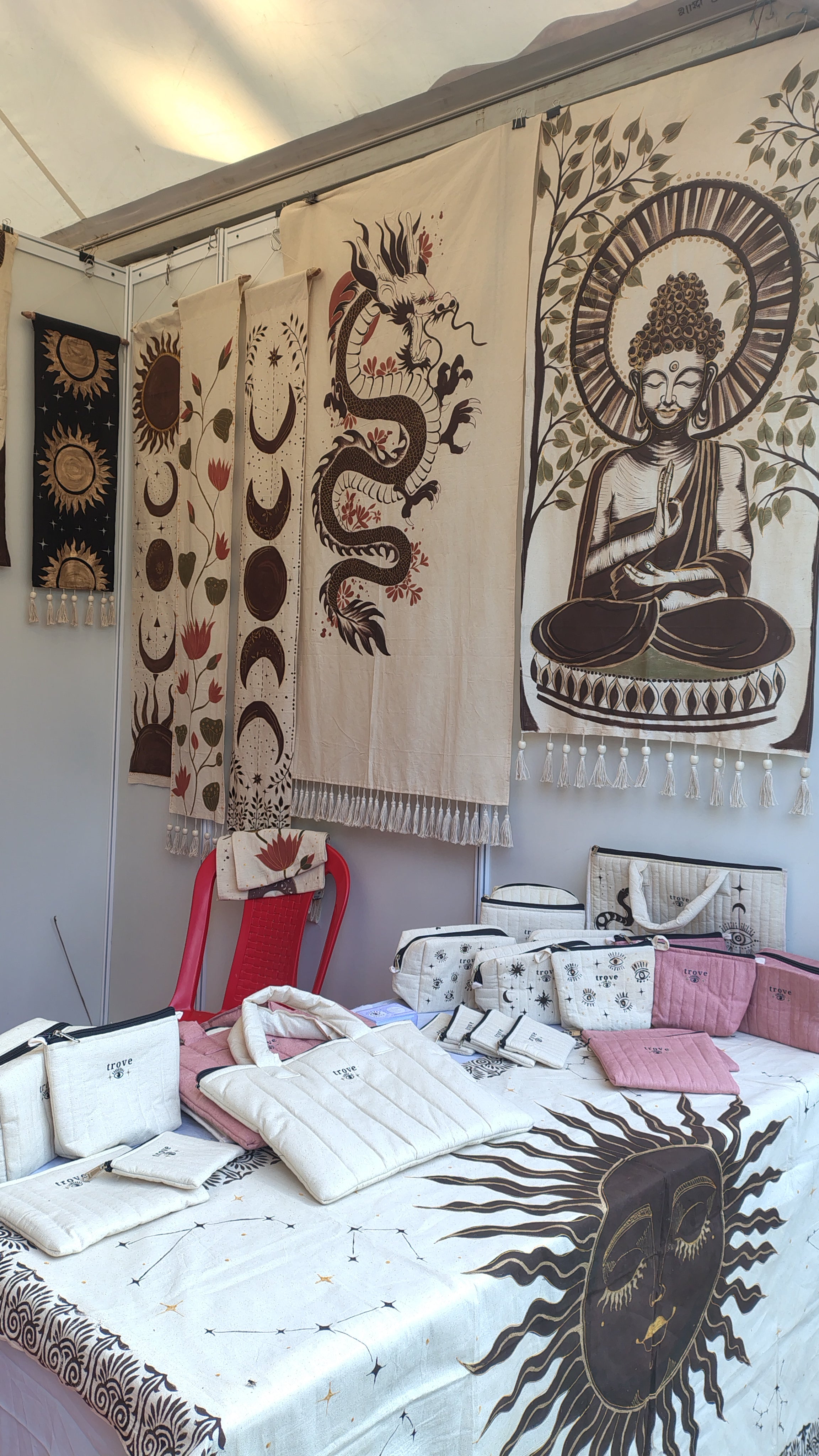 “The Enlightened Calm” – Hand-Painted Buddha Tapestry