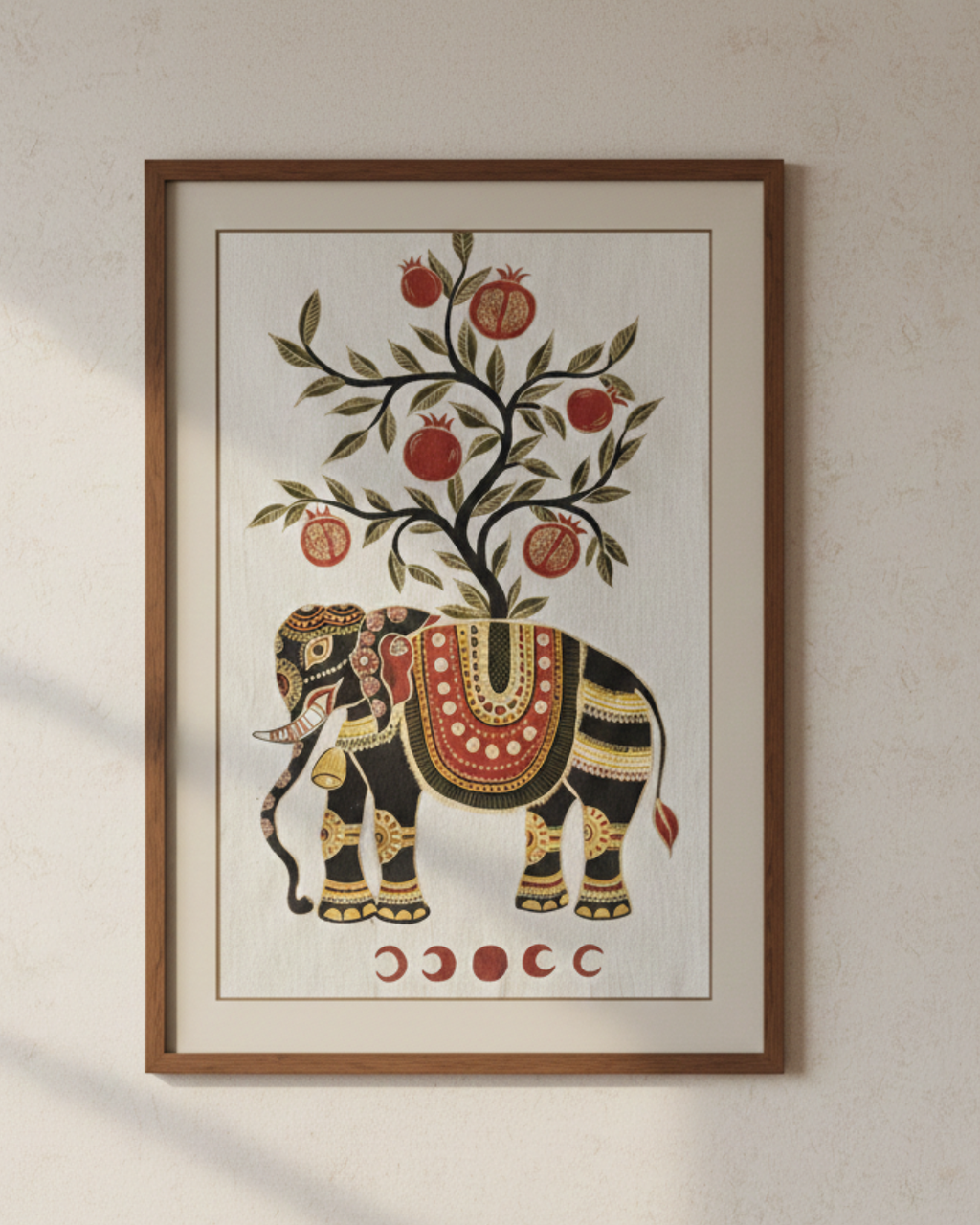 Elephant & Pomegranate Tree Wall Tapestry – Hand Painted Art