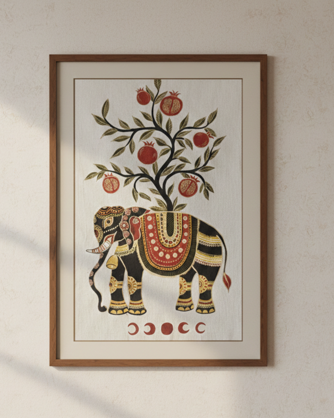 Elephant & Pomegranate Tree Wall Tapestry – Hand Painted Art