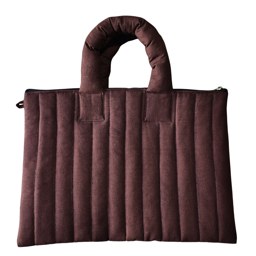 brown 16-inch laptop bag, soft quilted for protecting your laptops while travelling