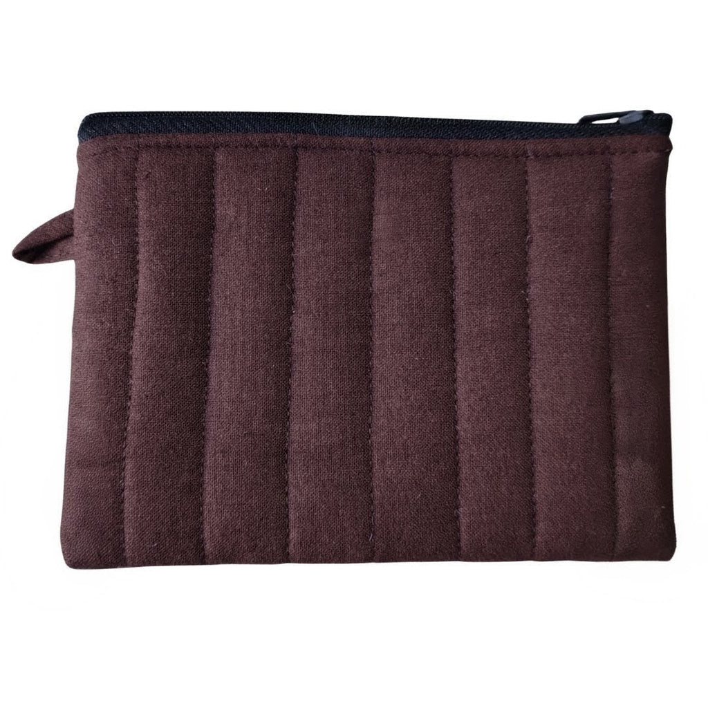 Brown striped pouch on a white background